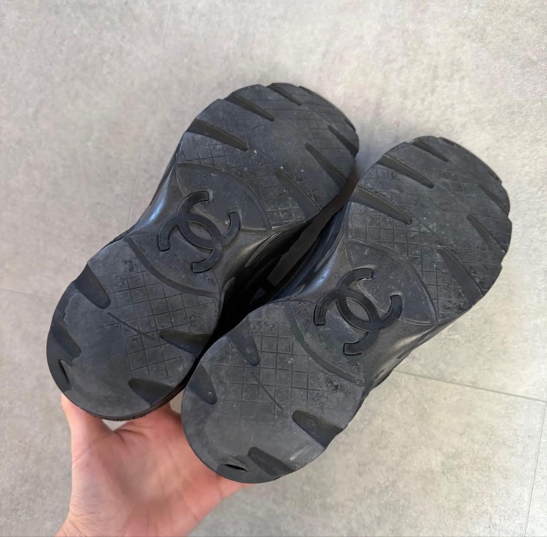 r*c様 CHANELココマーク メッシュスエード スニーカー ブラック 黒38