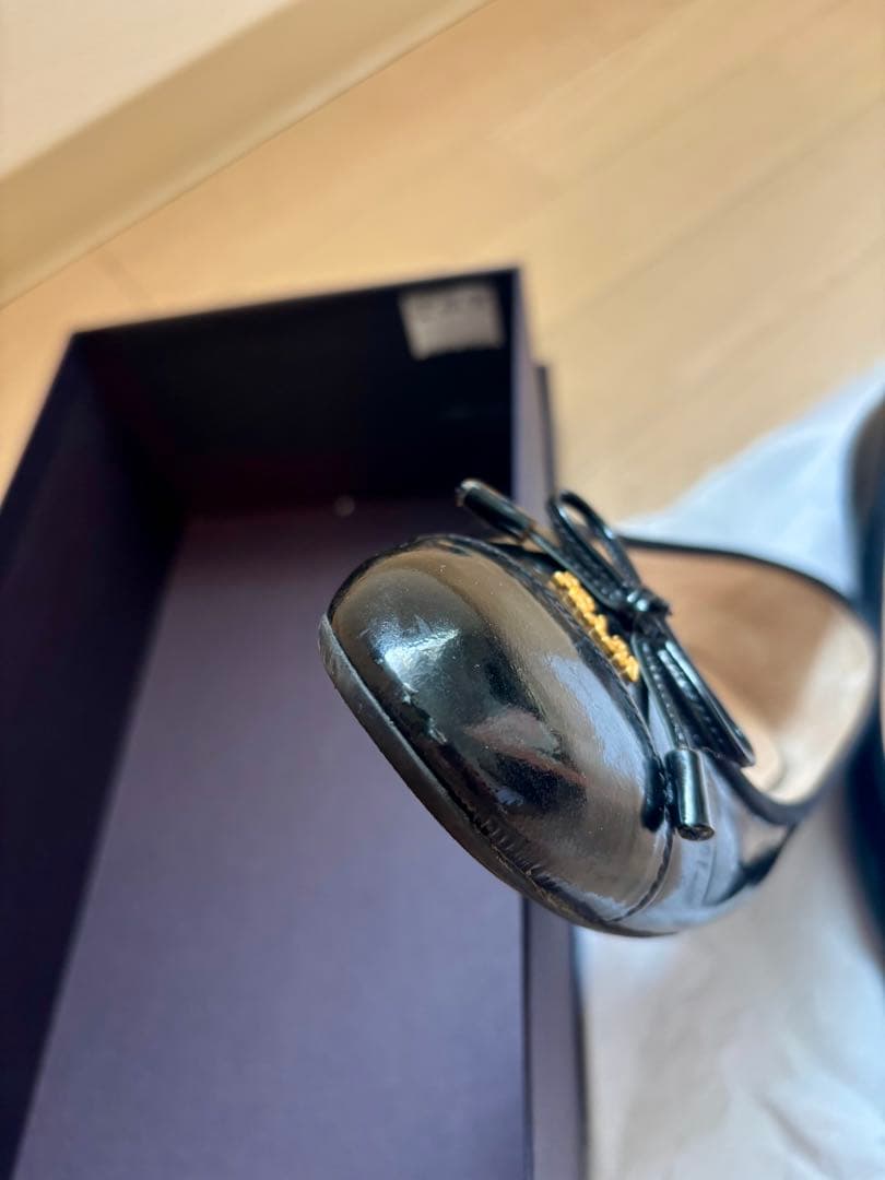 PRADA フラットパンプス　羊革　ブラック