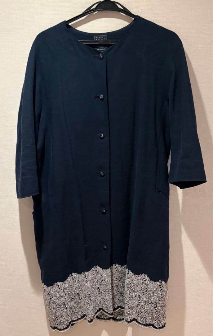 ミナペルホネン　薄手コート　スカイフル　ネイビー　36