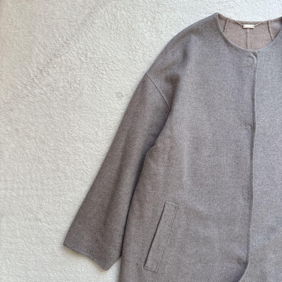 ✨美品✨自由区　MANTECO ノーカラー　ロングコート　リバーコート