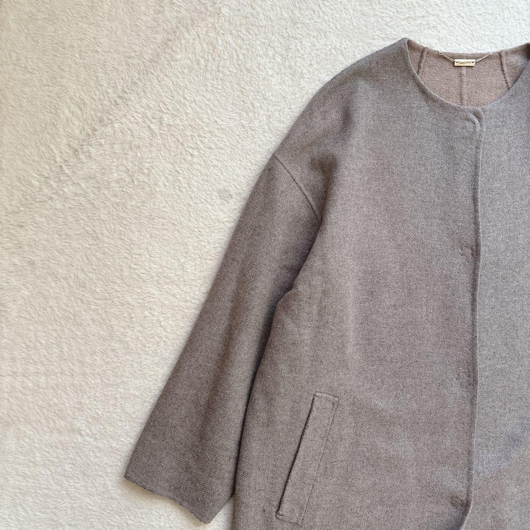 ✨美品✨自由区　MANTECO ノーカラー　ロングコート　リバーコート