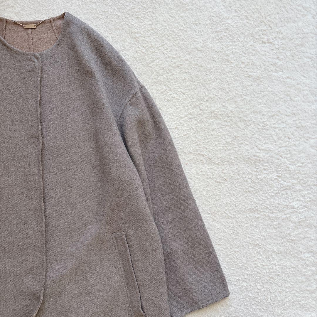 ✨美品✨自由区　MANTECO ノーカラー　ロングコート　リバーコート