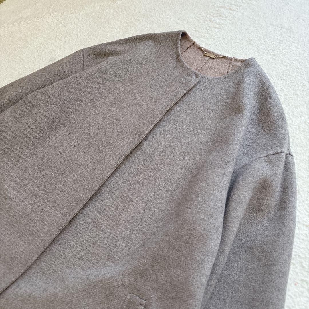 ✨美品✨自由区　MANTECO ノーカラー　ロングコート　リバーコート