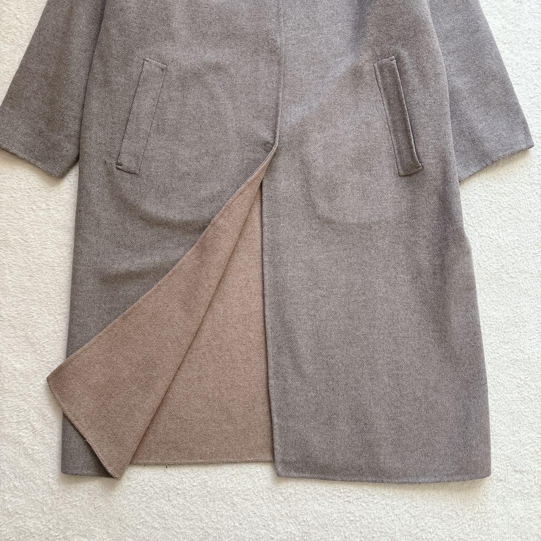 ✨美品✨自由区　MANTECO ノーカラー　ロングコート　リバーコート