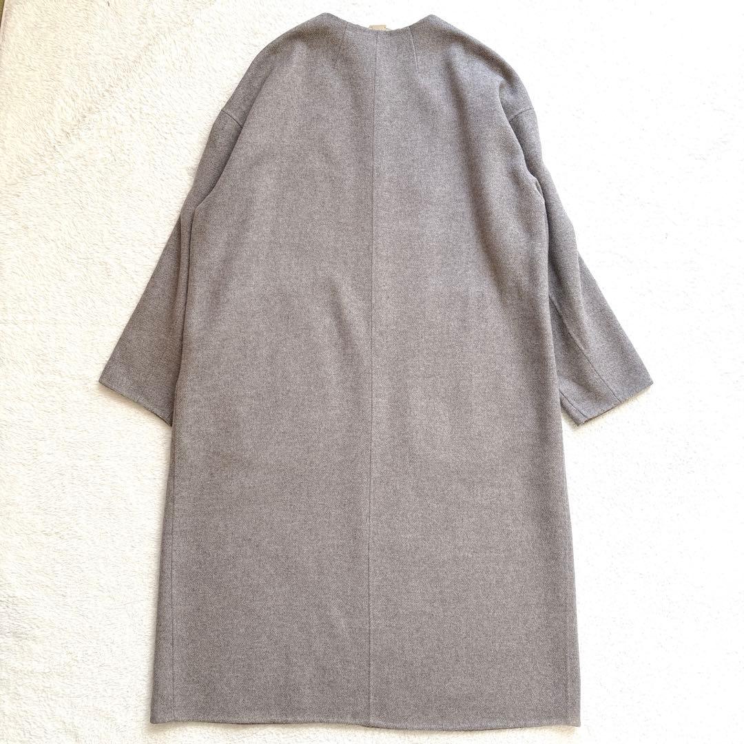✨美品✨自由区　MANTECO ノーカラー　ロングコート　リバーコート