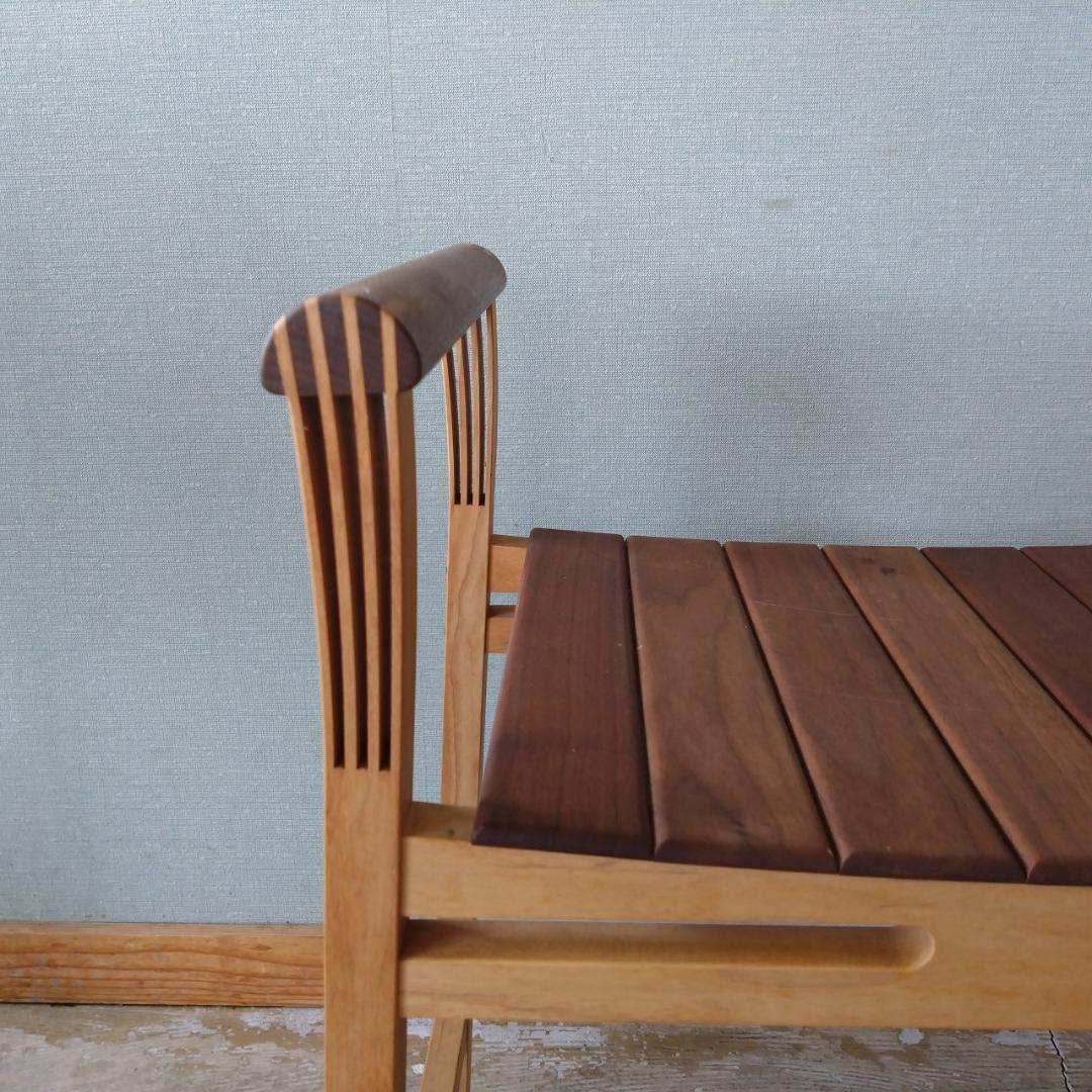 木製 アーム付き スツール　組み木