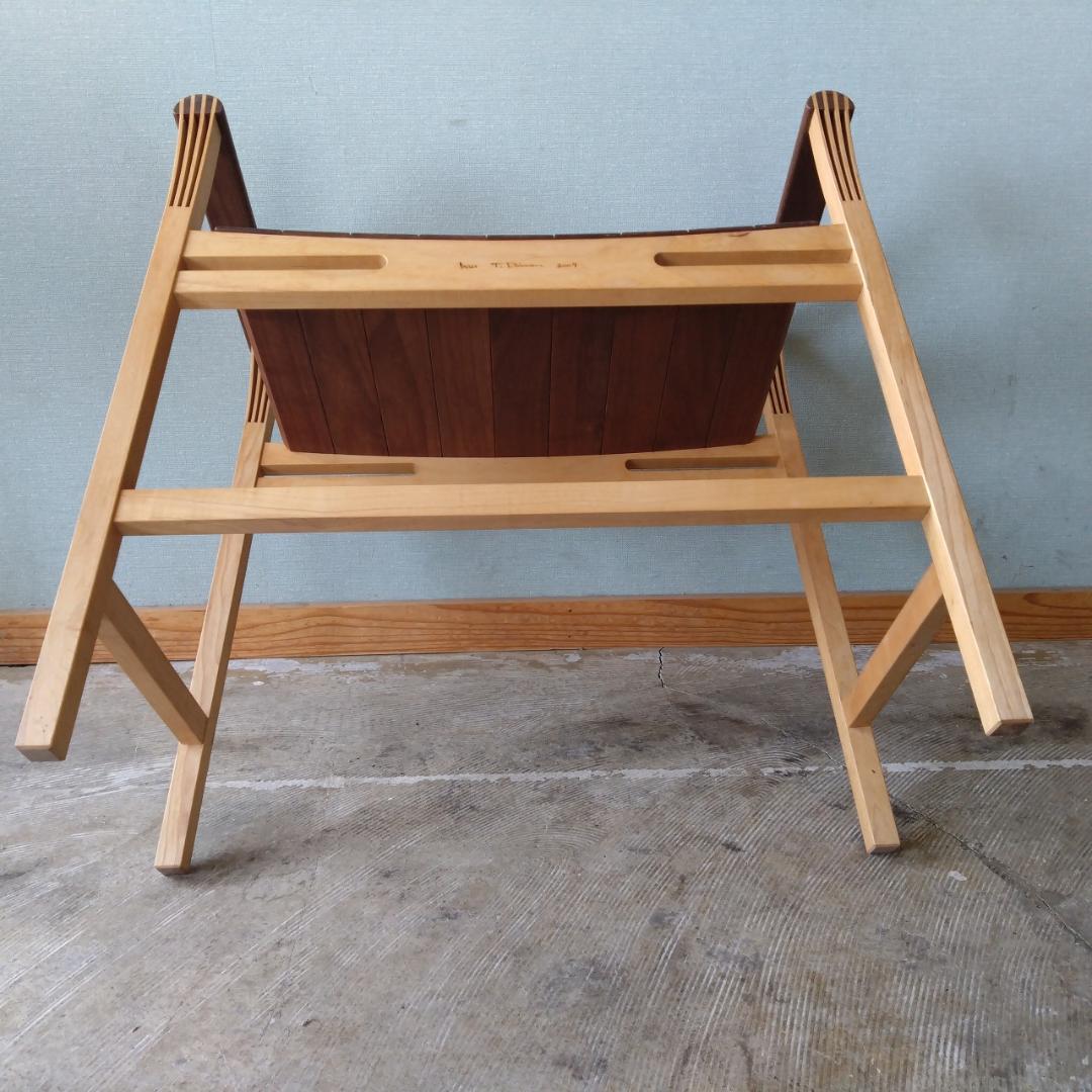 木製 アーム付き スツール　組み木