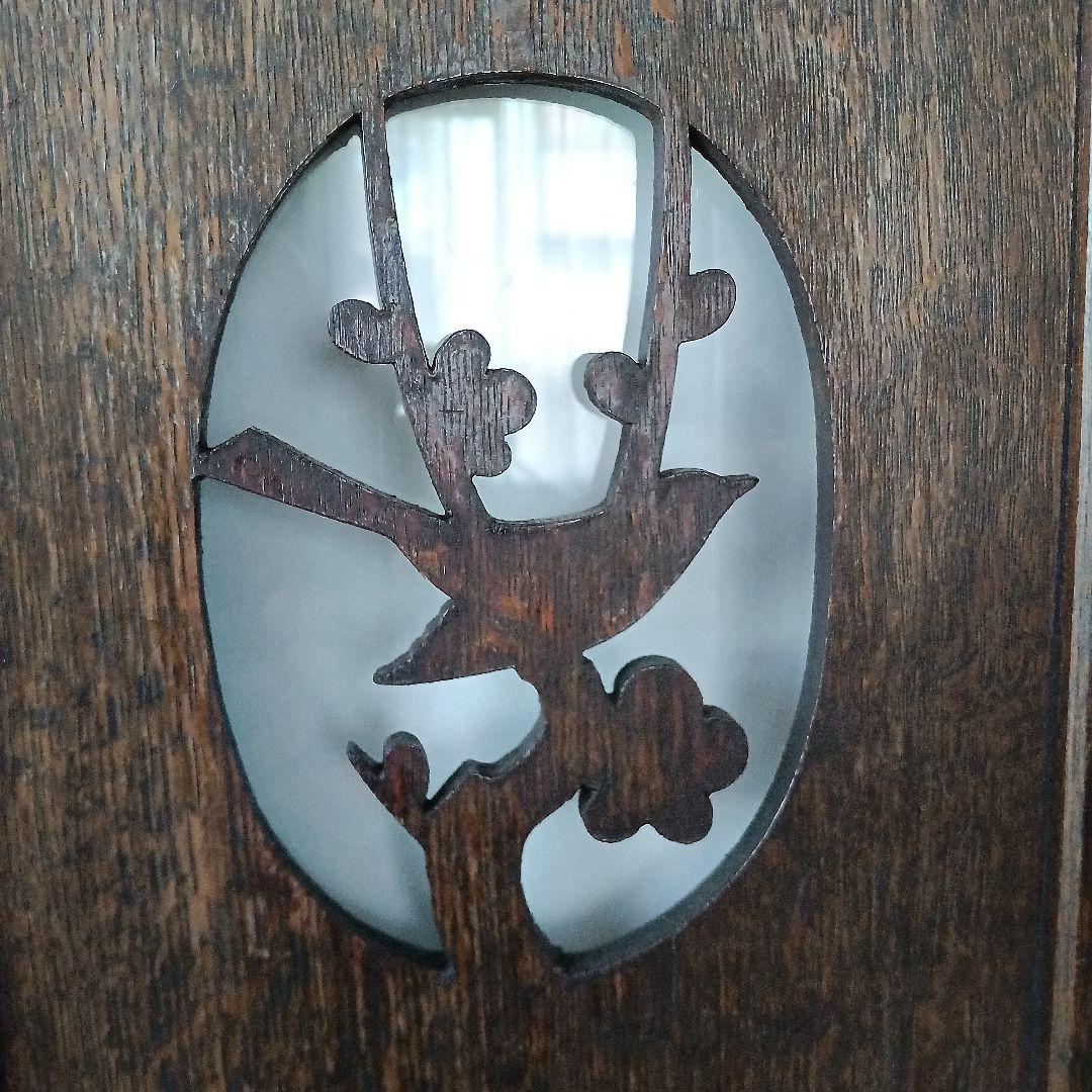 昭和レトロ　約１００年前(昭和4年)の家具　梅にウグイス彫刻