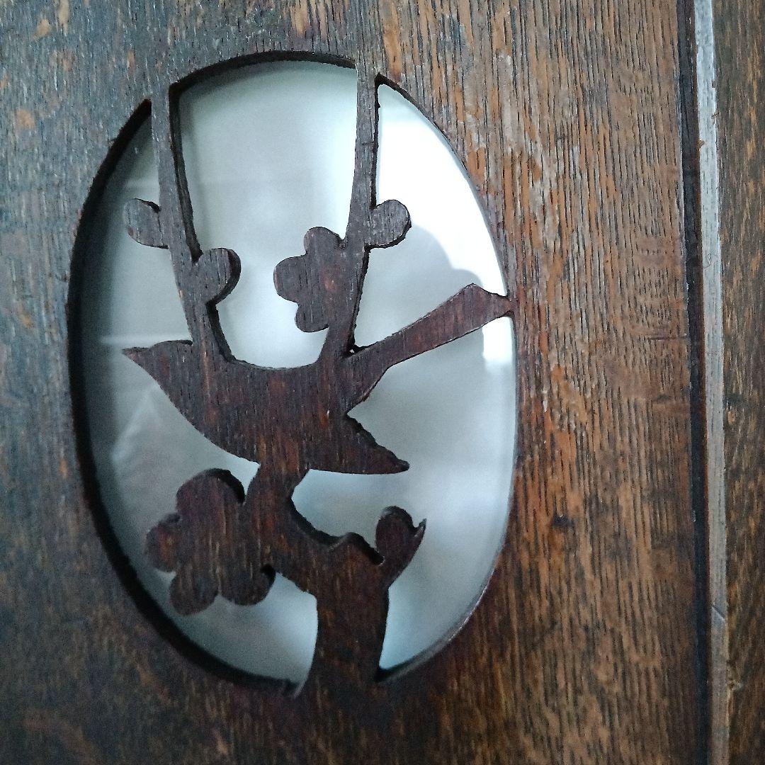 昭和レトロ　約１００年前(昭和4年)の家具　梅にウグイス彫刻