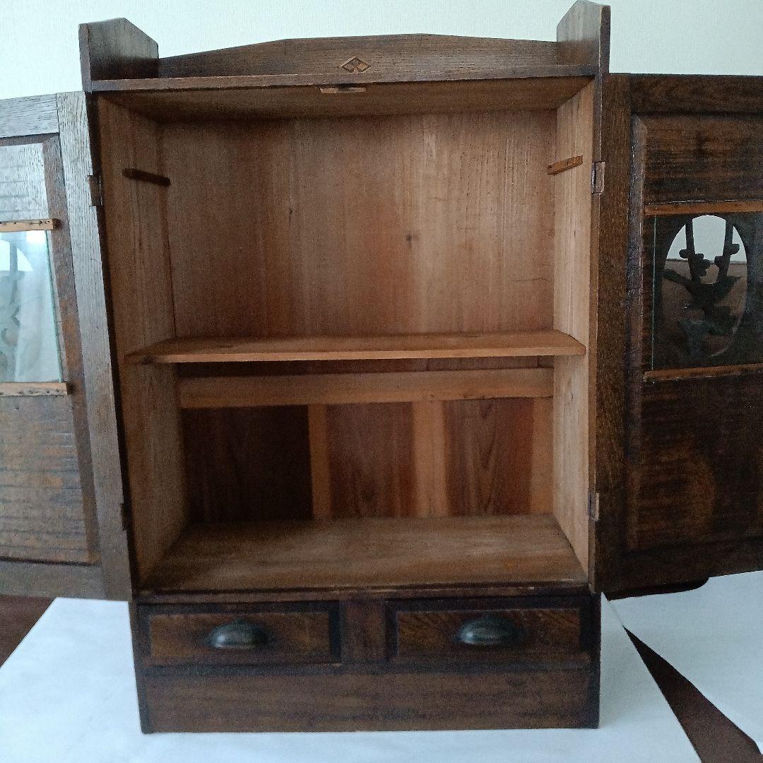 昭和レトロ　約１００年前(昭和4年)の家具　梅にウグイス彫刻