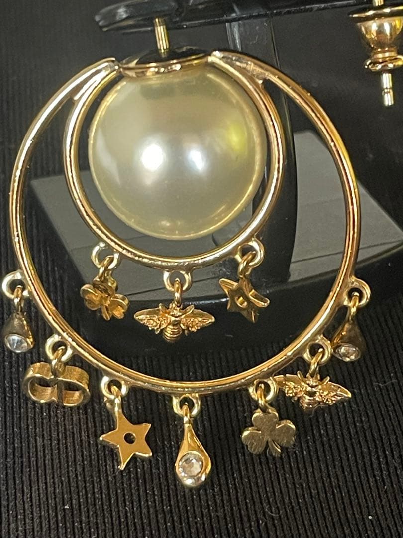 クリスチャンディオール Dior パール ゴールド フープピアス