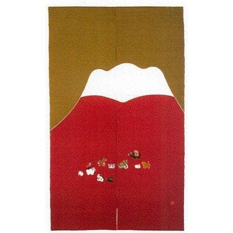 福猫　赤富士十二支　　職人が創る本物志向のれん麻100％の高級品です！