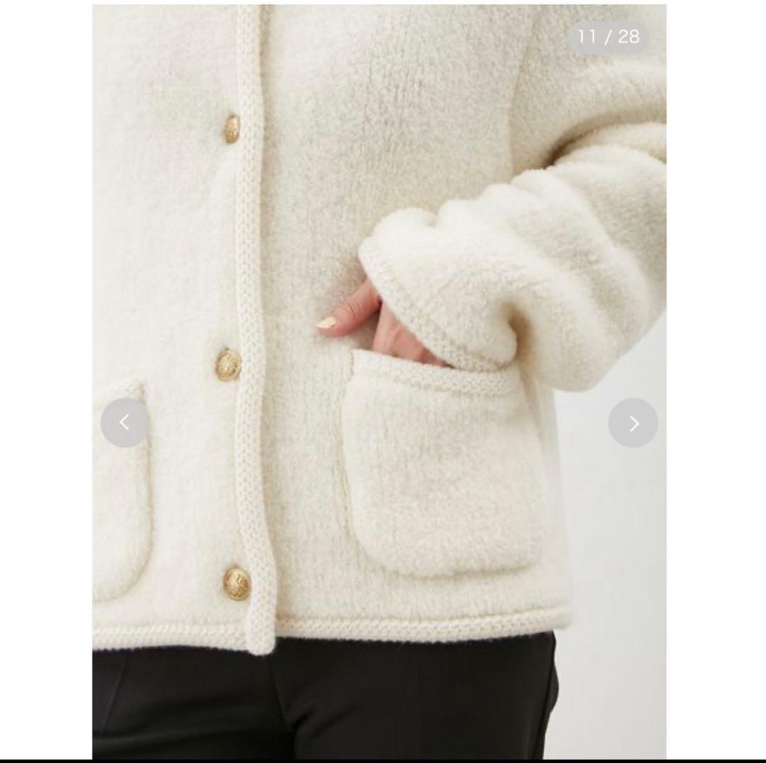 ［Aw］金釦ムートンライクボアニットカーディガン ミラオーウェン