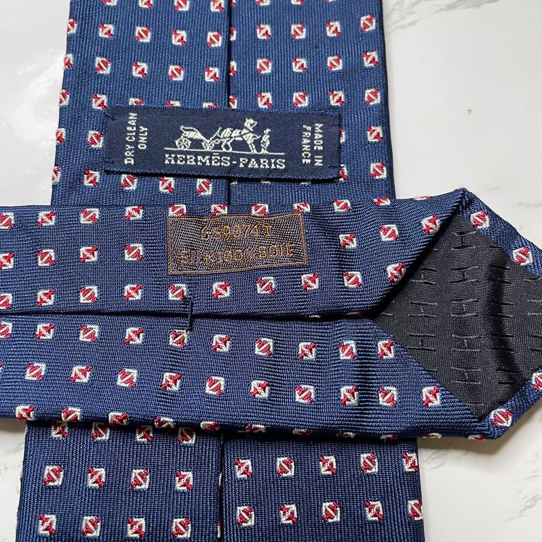 最終価格HERMES ネクタイ 現行 H柄タイ ファソネ 高級シルク 人気