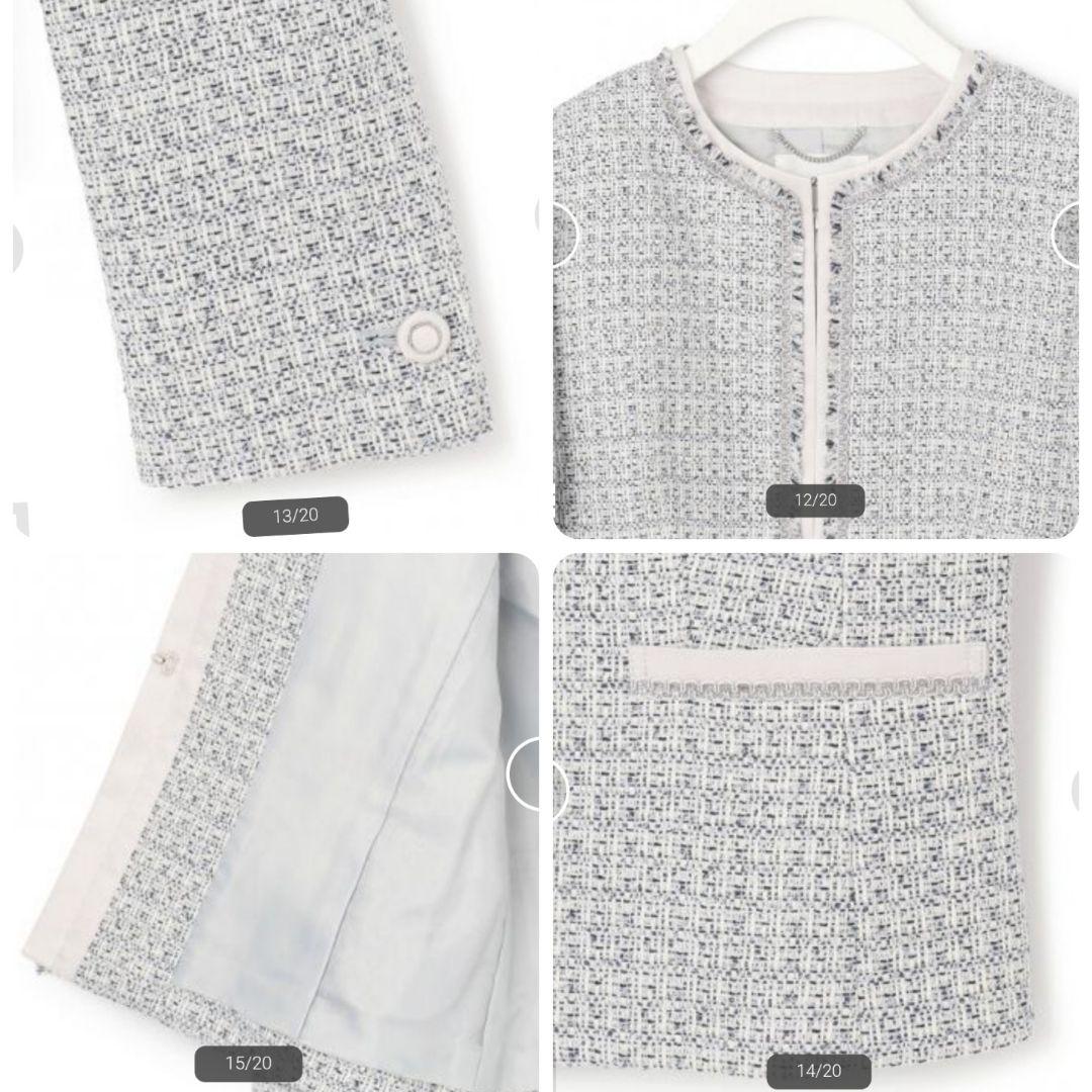 ぴろきちくんになります 23区 ライトシャインツイードノーカラージャケット