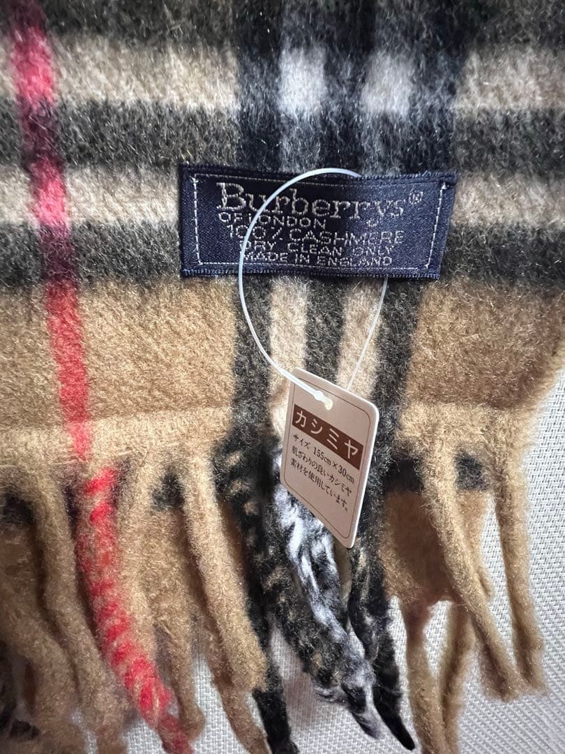 ☆バーバリー☆カシミヤ100%マフラー　キャメル/ノバチェック　タグ付き新品