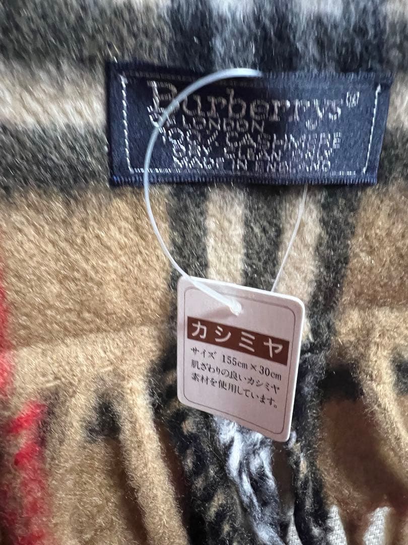 ☆バーバリー☆カシミヤ100%マフラー　キャメル/ノバチェック　タグ付き新品