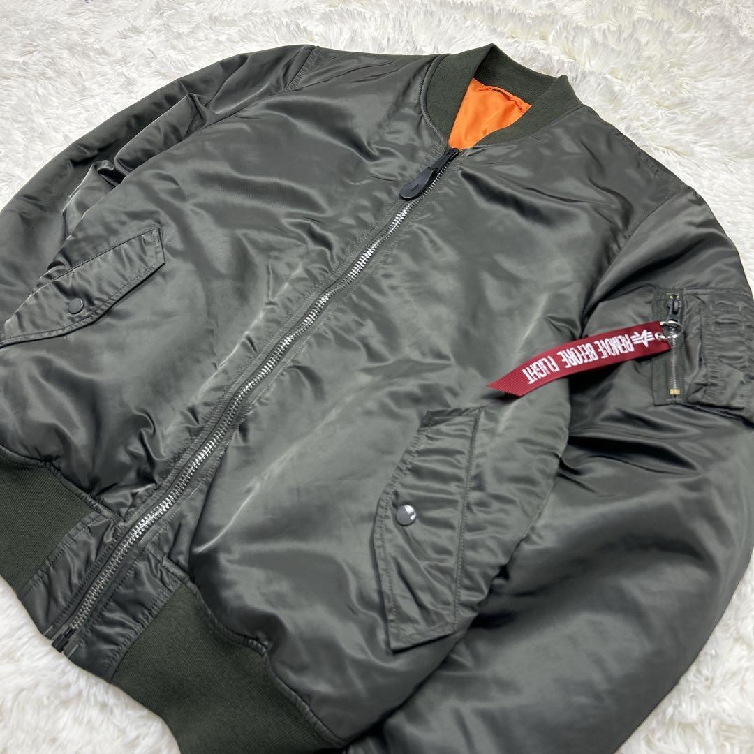 極美品　希少カラー　アルファインダストリーズ　MA-1 グレーカーキ 短丈　XL