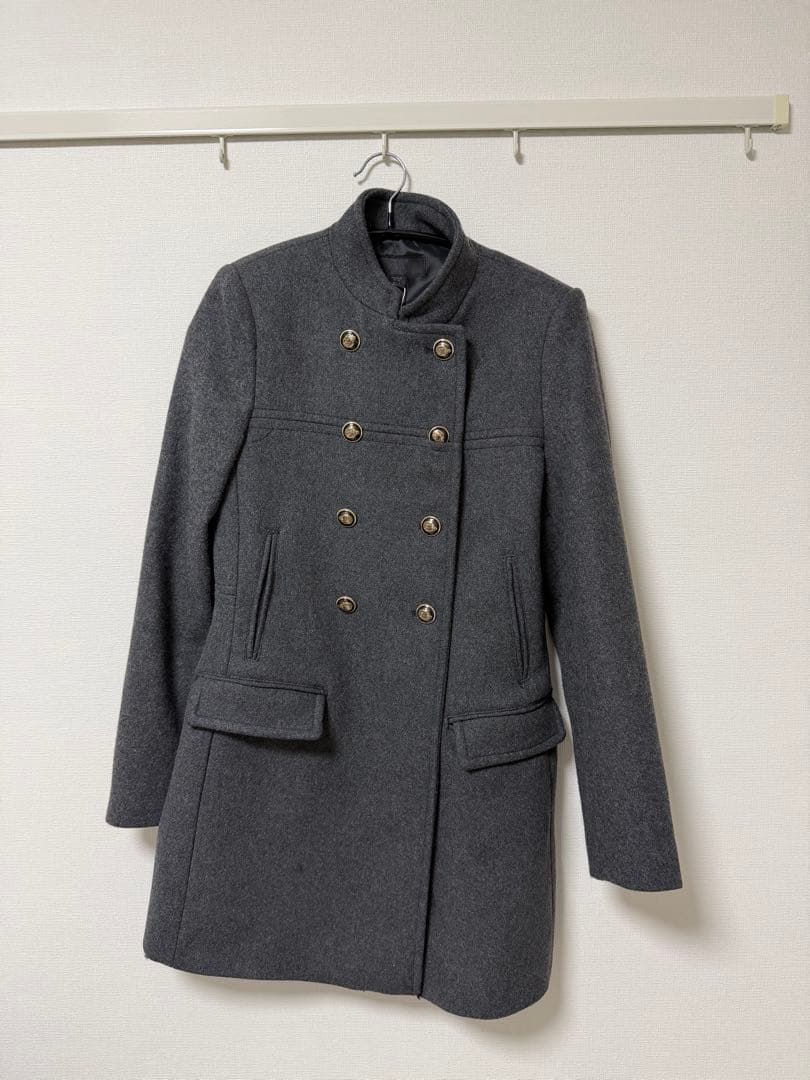 【新品】ZARA ザラ ウール混紡ショート丈ダブルブレストコート xs グレー
