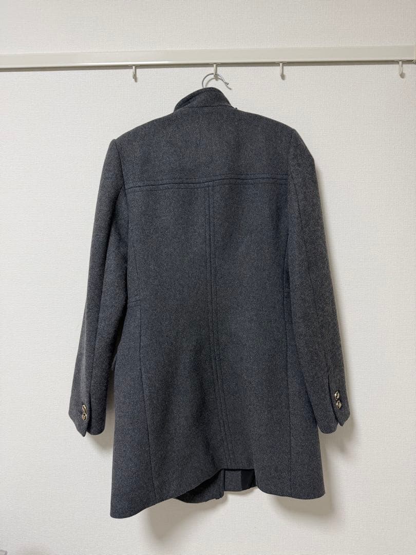【新品】ZARA ザラ ウール混紡ショート丈ダブルブレストコート xs グレー