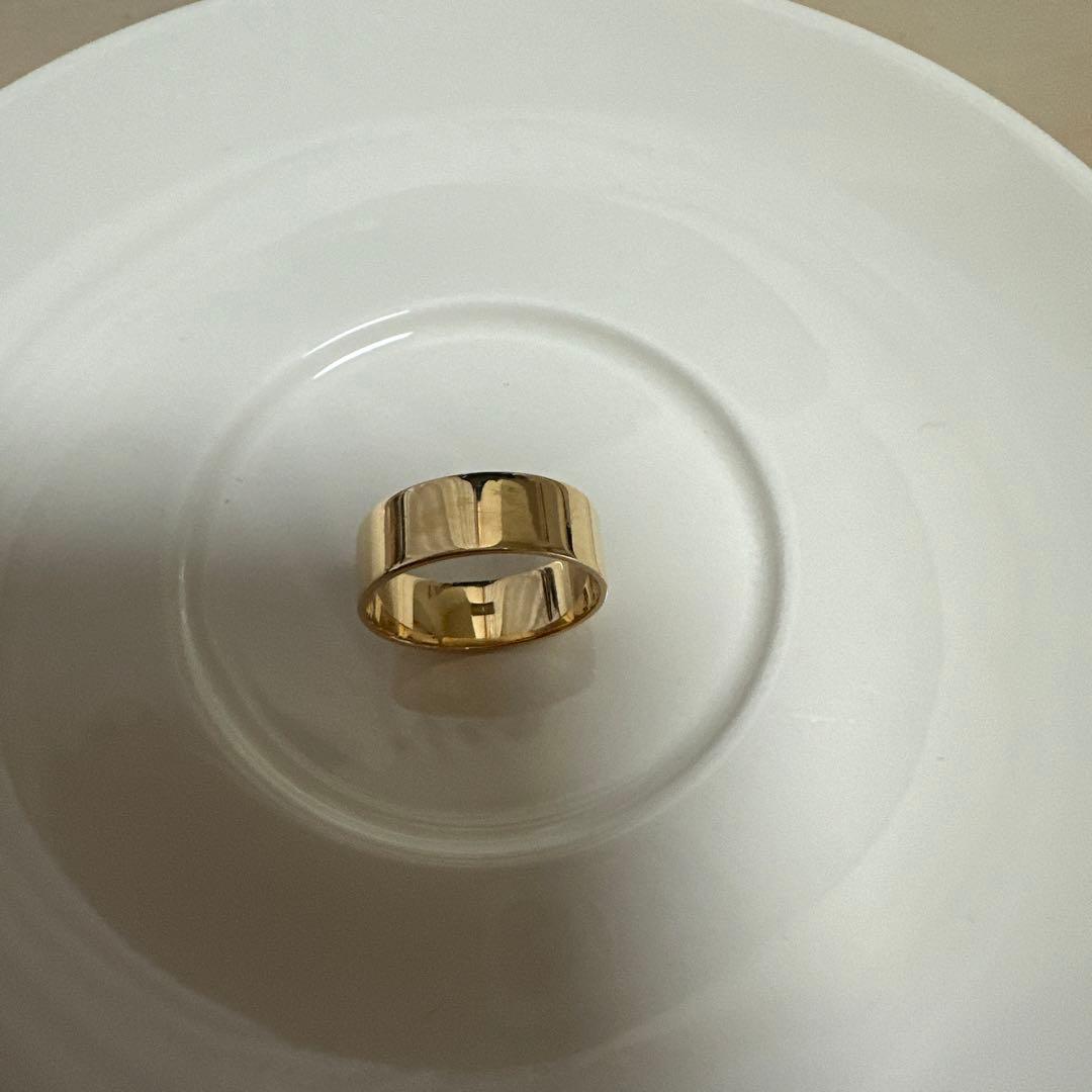 鮫♡K18 平打ち♡イエローゴールドリング　17.5号