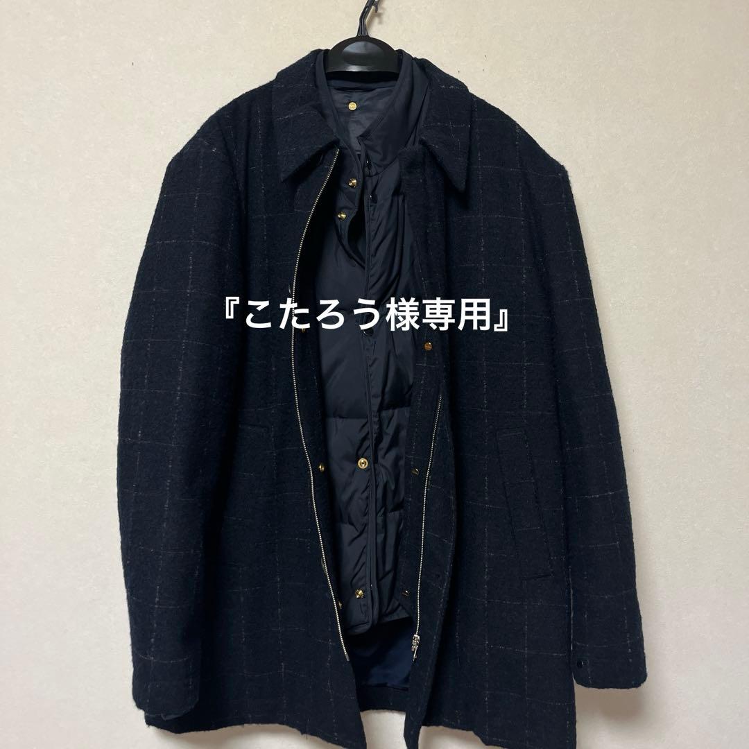 Paul Smith 濃紺チェック柄ウールコート&ダウンジャケット