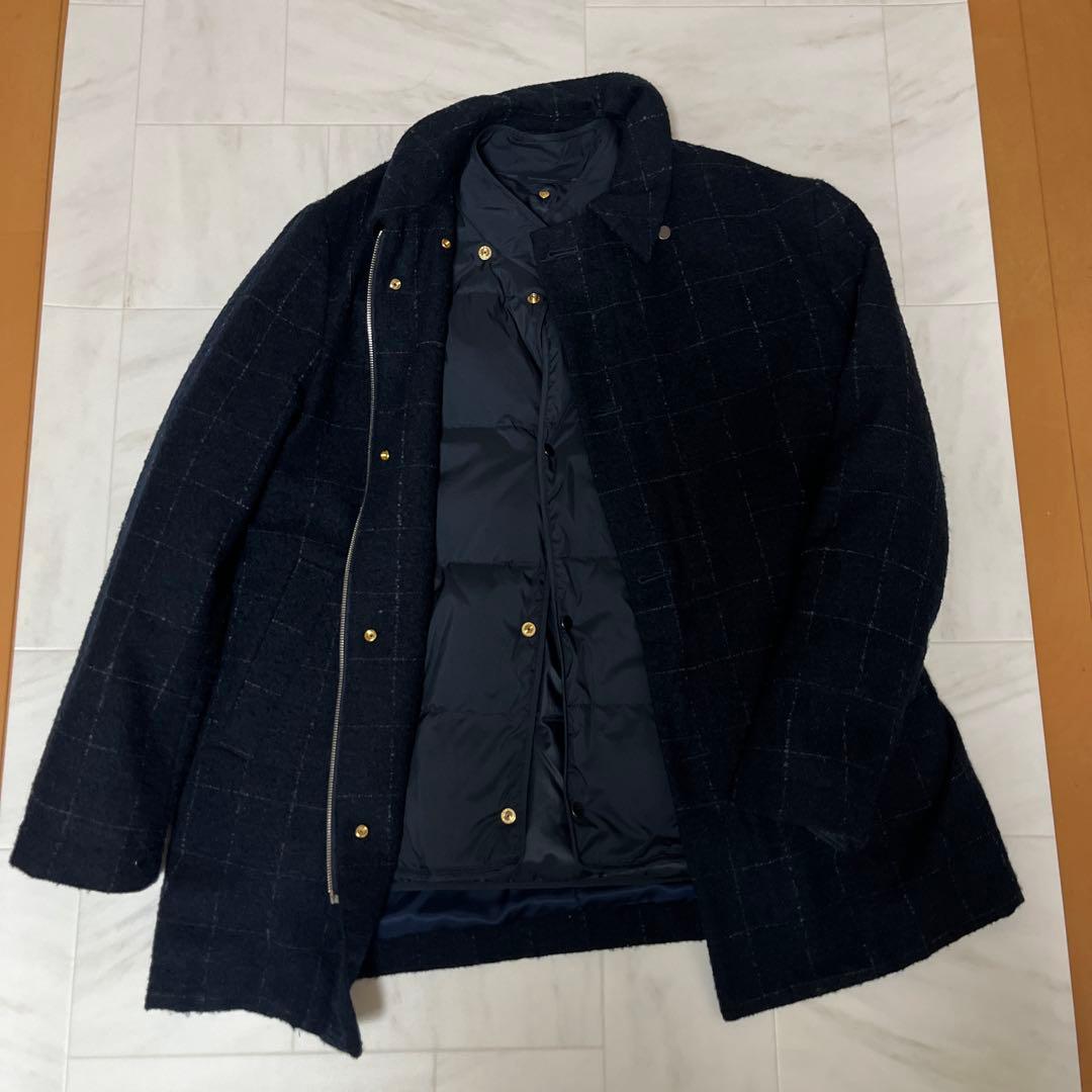 Paul Smith 濃紺チェック柄ウールコート&ダウンジャケット