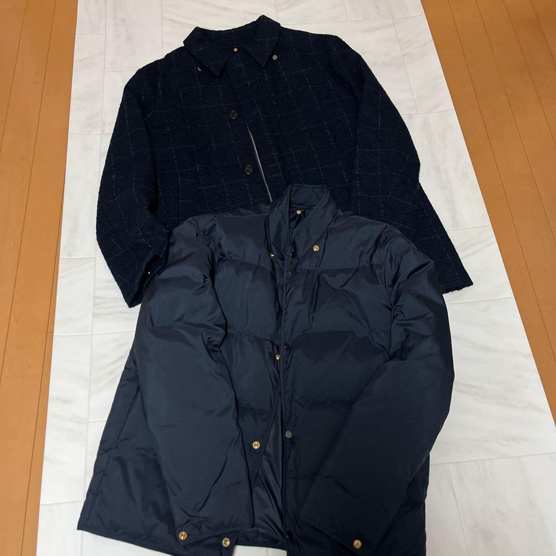 Paul Smith 濃紺チェック柄ウールコート&ダウンジャケット