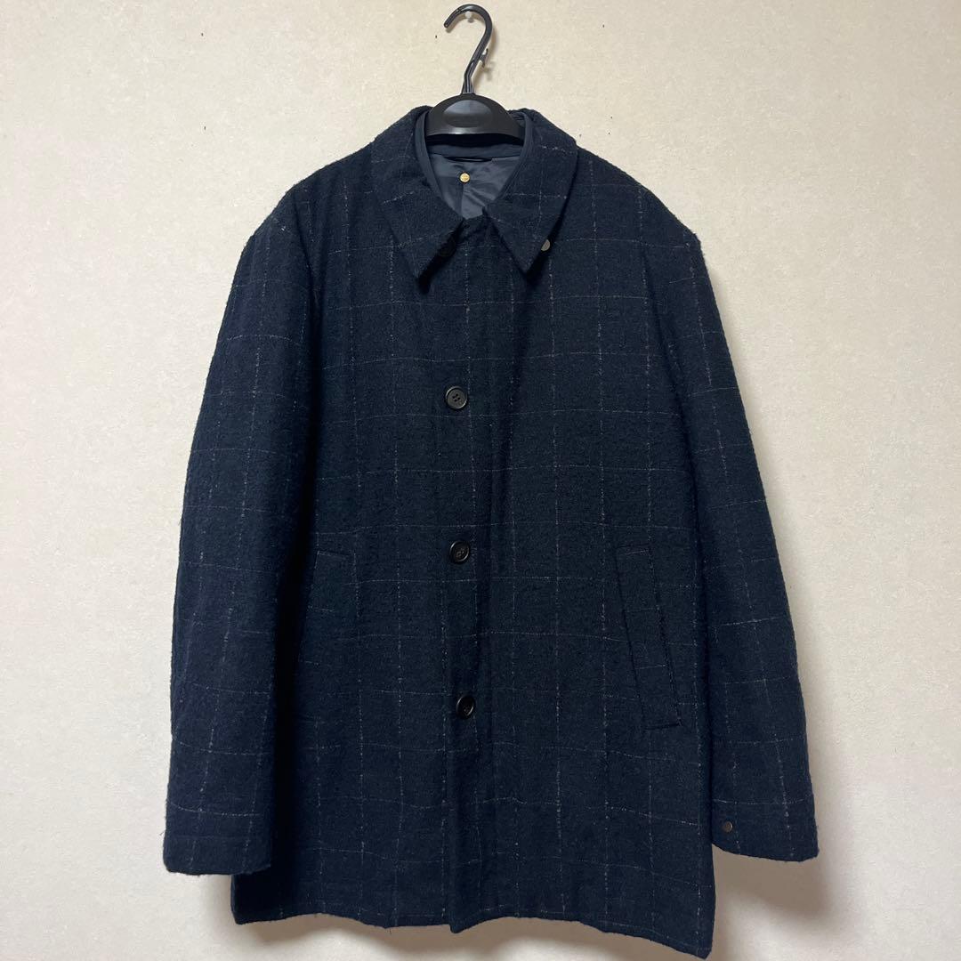 Paul Smith 濃紺チェック柄ウールコート&ダウンジャケット