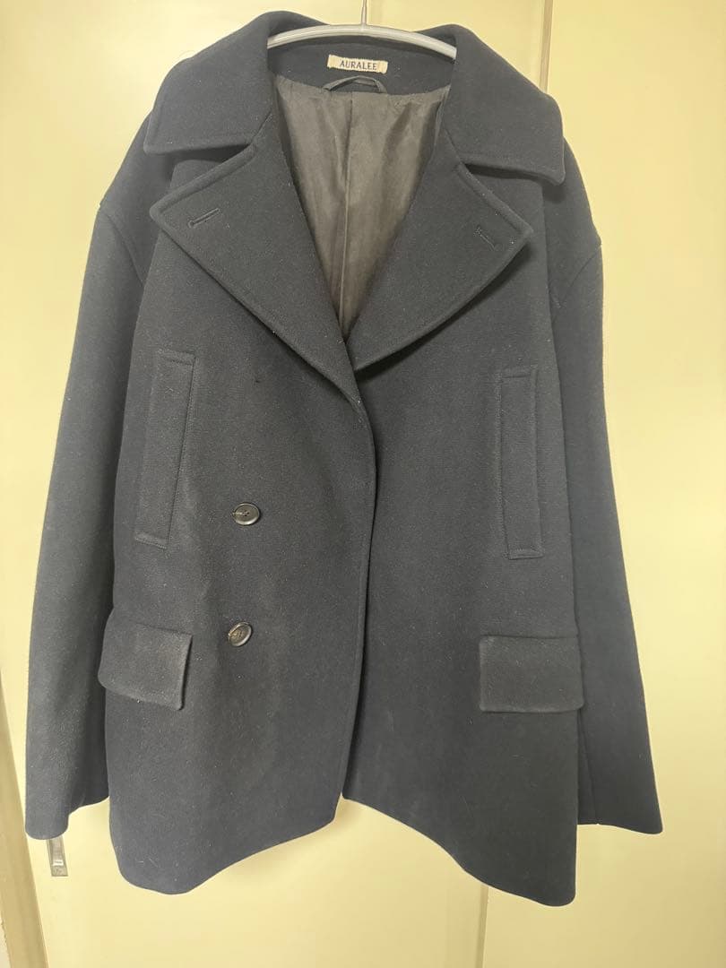 ウール ネイビー ダブルブレスト ピーコート