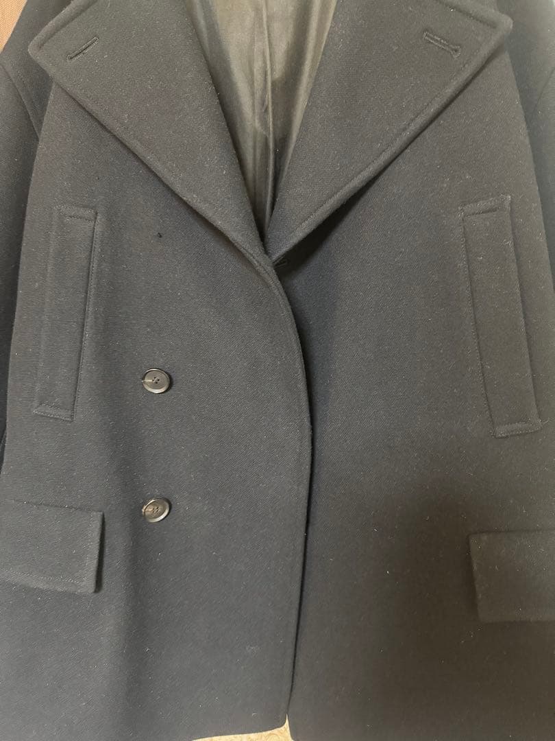 ウール ネイビー ダブルブレスト ピーコート