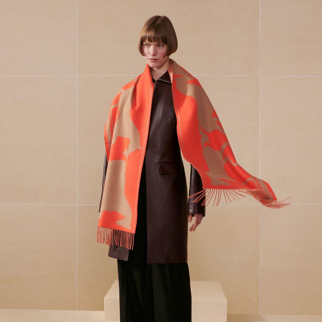 お値下げ！【超美品】HERMES カシミヤマフラー テットアクー 正規品 箱付