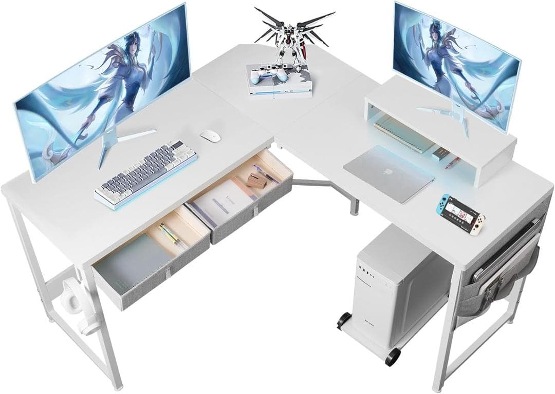 YeTom l字デスク机 pcデスク 作業机 ゲーミングデスク 収納