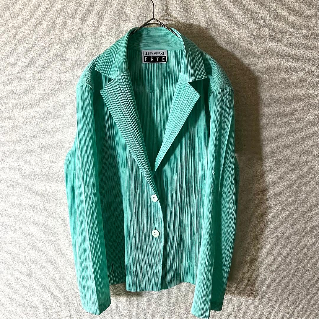 イッセイミヤケ FETE プリーツ テーラードジャケット ブルー系 03 L
