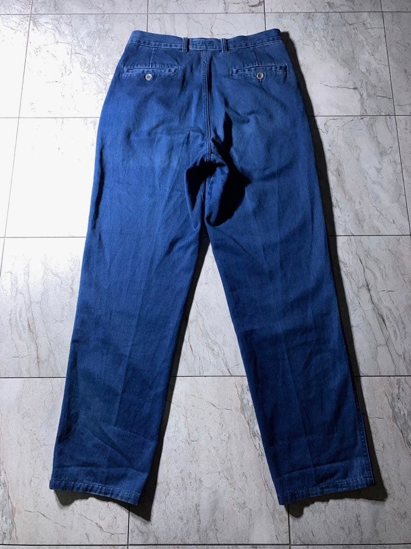 90s〜 イタリア製 エルメネジルドゼニア 2タック デニム スラックス 濃紺