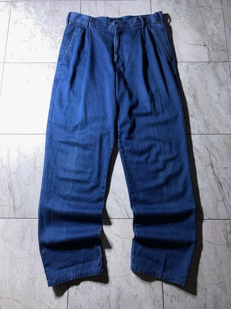 90s〜 イタリア製 エルメネジルドゼニア 2タック デニム スラックス 濃紺