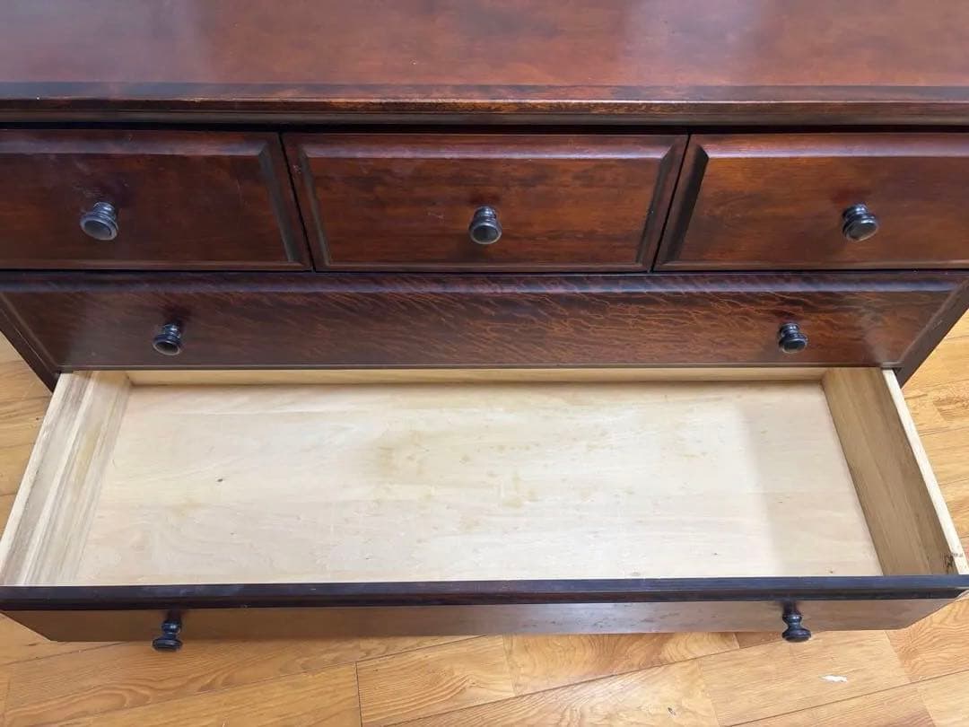 ダークブラウン 木製チェスト 5引き出し