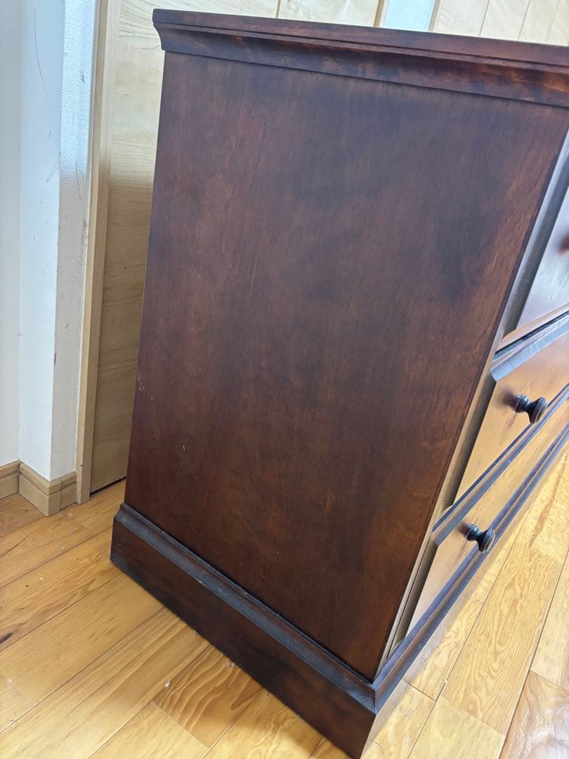 ダークブラウン 木製チェスト 5引き出し