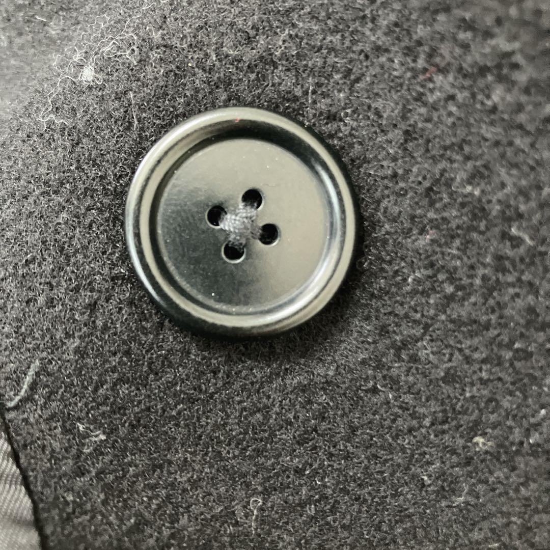 新品　レディースピーコート　ダブルブレスト ウールコート 黒　S