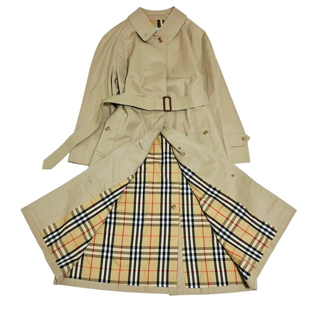 美品✨90's バーバリー トレンチコート ステンカラーコート ノバチェック
