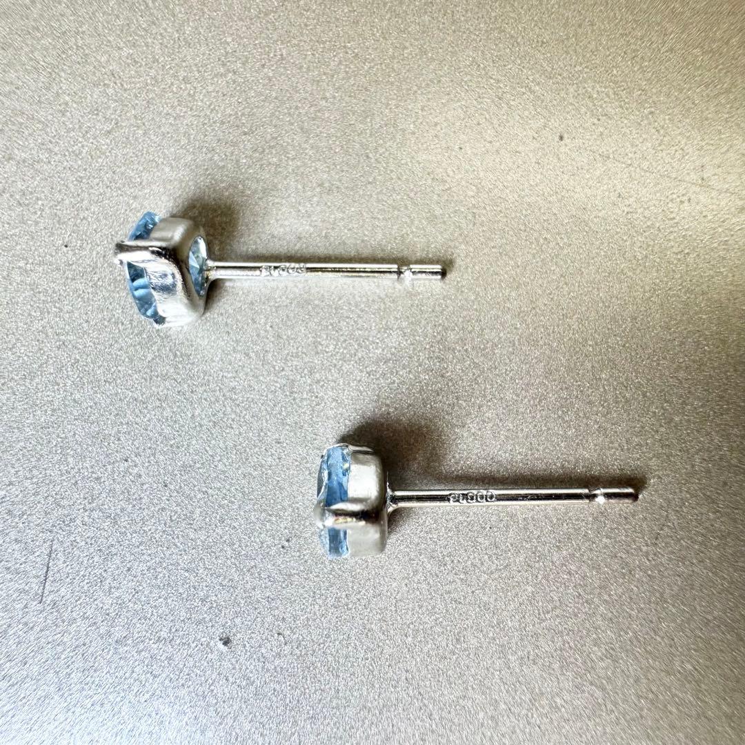 ◆お客◆ Pt アクアマリン　ハート　ピアス