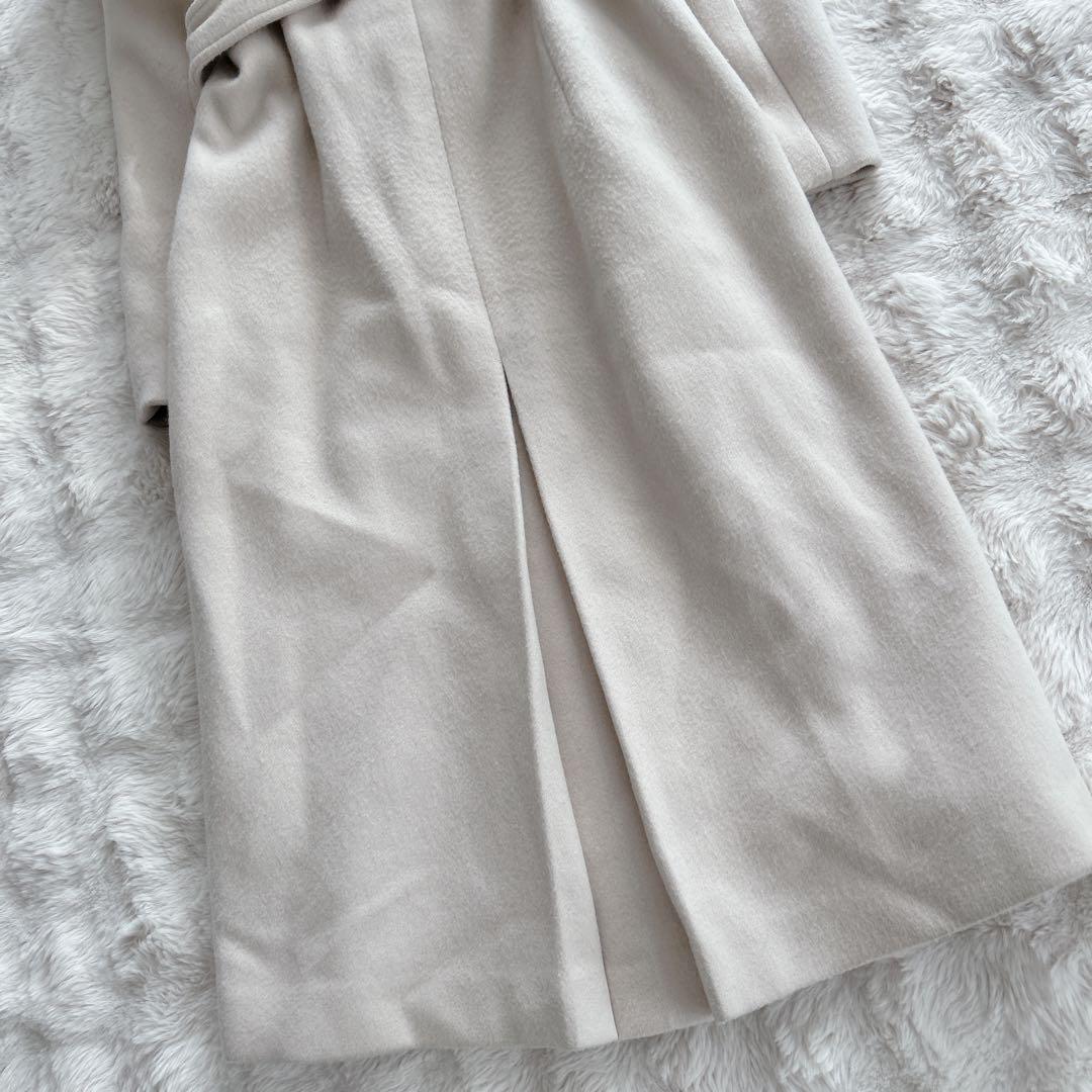 セルフォード★フード　ファー　ロングガウンコート ベルテッド ベルト　アイボリー