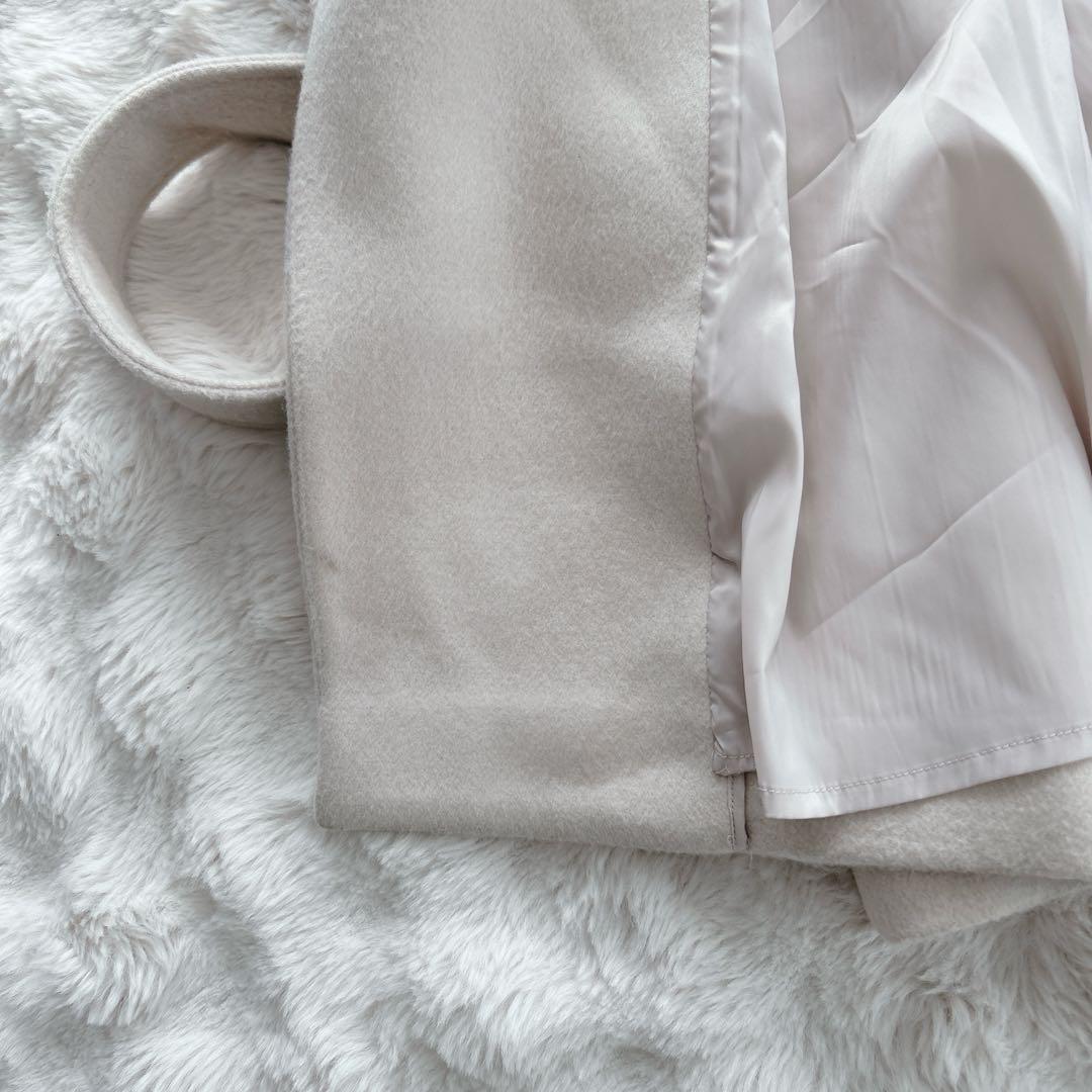 セルフォード★フード　ファー　ロングガウンコート ベルテッド ベルト　アイボリー