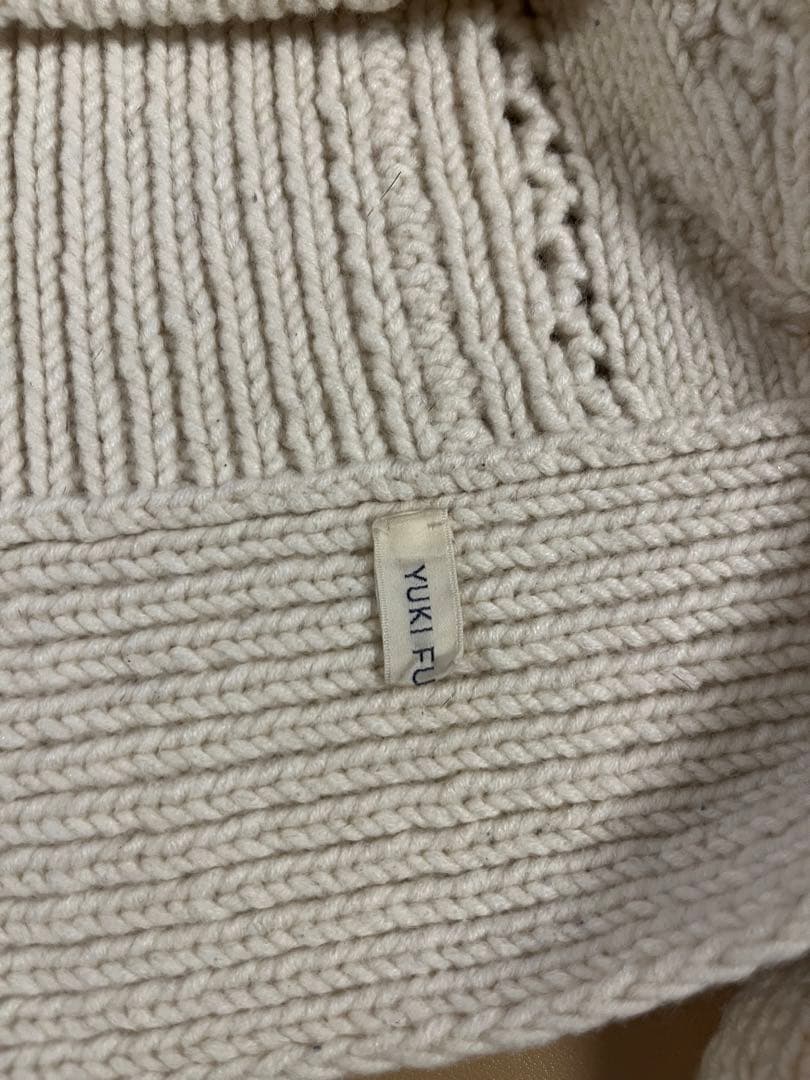 S*y様 yuki fujisawaアイボリー ケーブル編み フード付きスカーフ