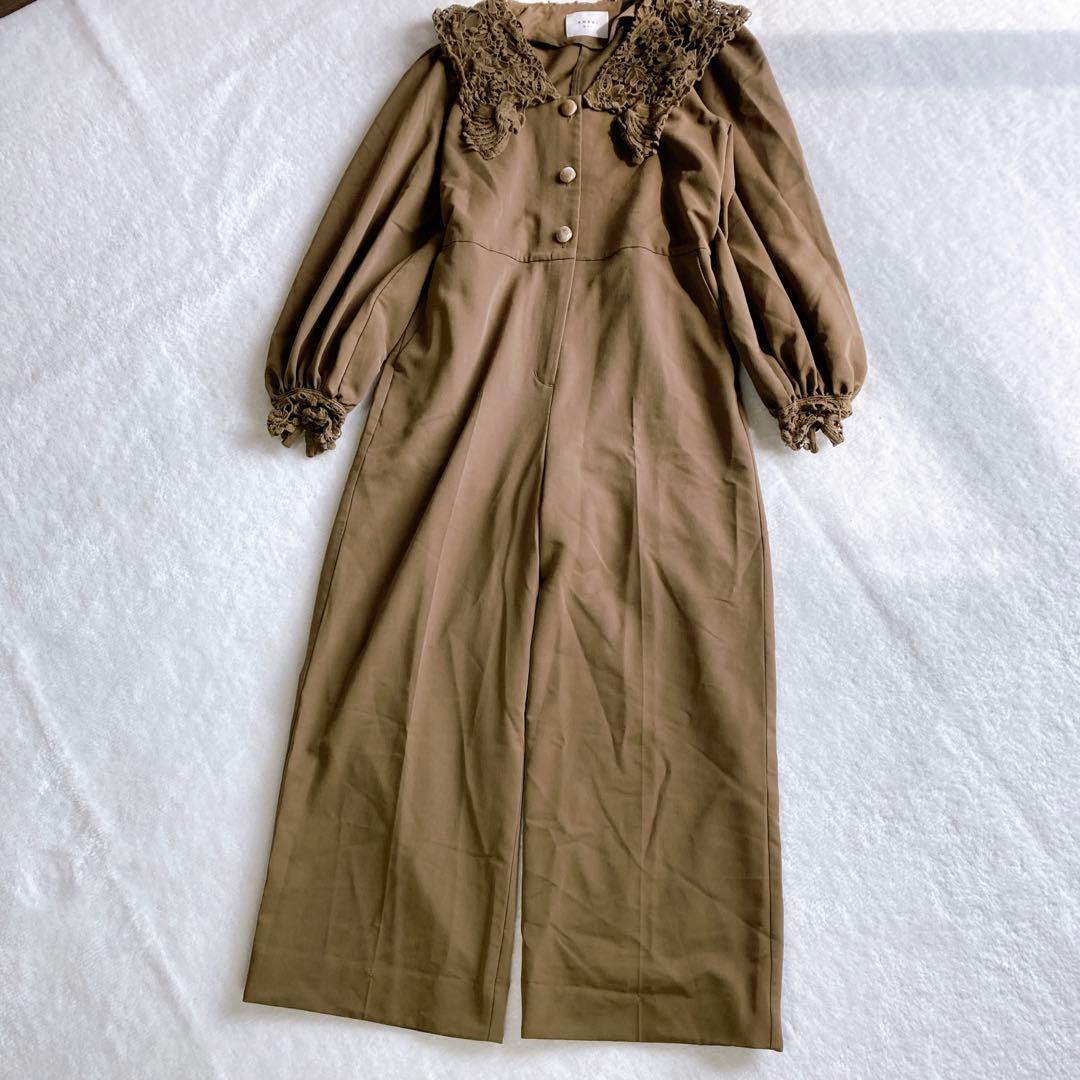 AMERIヴィンテージ 【S】セーラーレースカラージャンプスーツ オールインワン