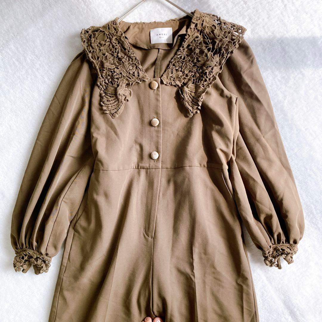 AMERIヴィンテージ 【S】セーラーレースカラージャンプスーツ オールインワン