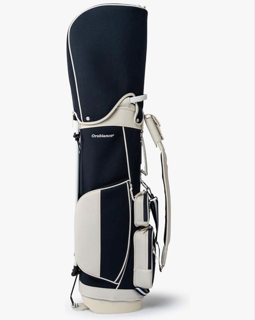 オロビアンコ　ネイビー×レザーホワイト(スタンド式キャディバッグ)フード付き