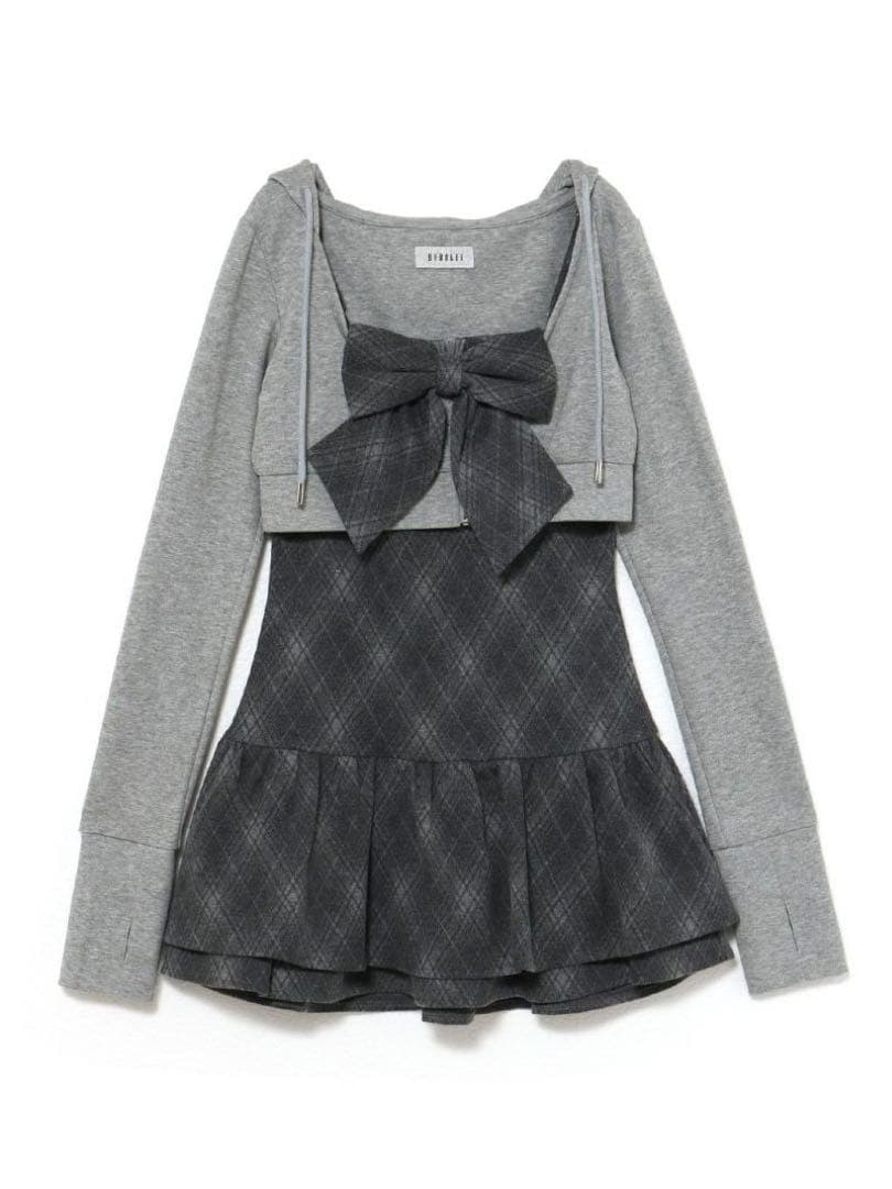 ワンピース bubbles check Parker onepiece grey