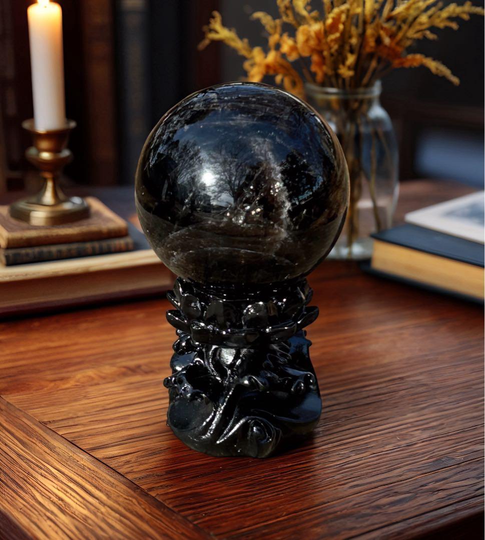 ⭐️ビックサイズ❣️2点セット✨ モリオン＆スモーキークオーツ　スフィア　台座つき⭐️