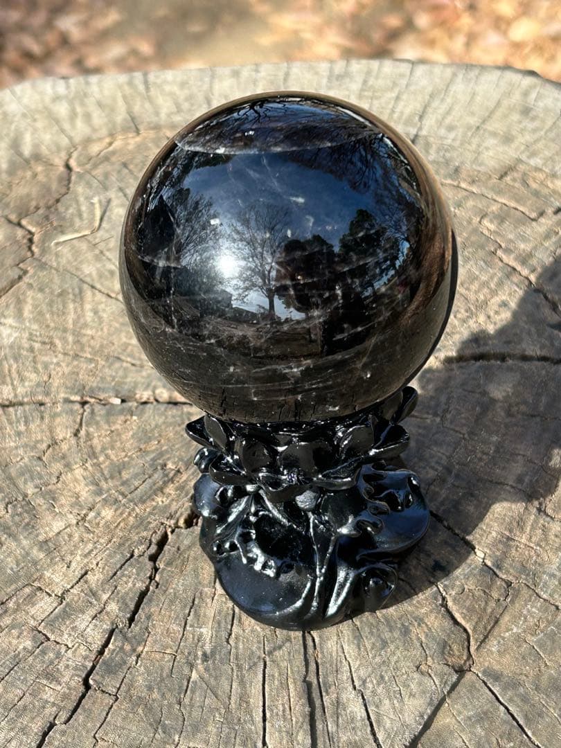 ⭐️ビックサイズ❣️2点セット✨ モリオン＆スモーキークオーツ　スフィア　台座つき⭐️